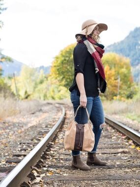 Cork Couture | Authentic Portuguese Cork Bucket Bag | Natural & Brown | Vegan NW